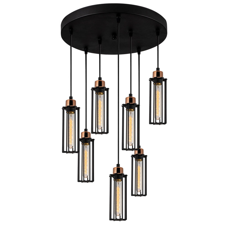 Luminaire suspendu cylindrique à 7 lumières Jolyon