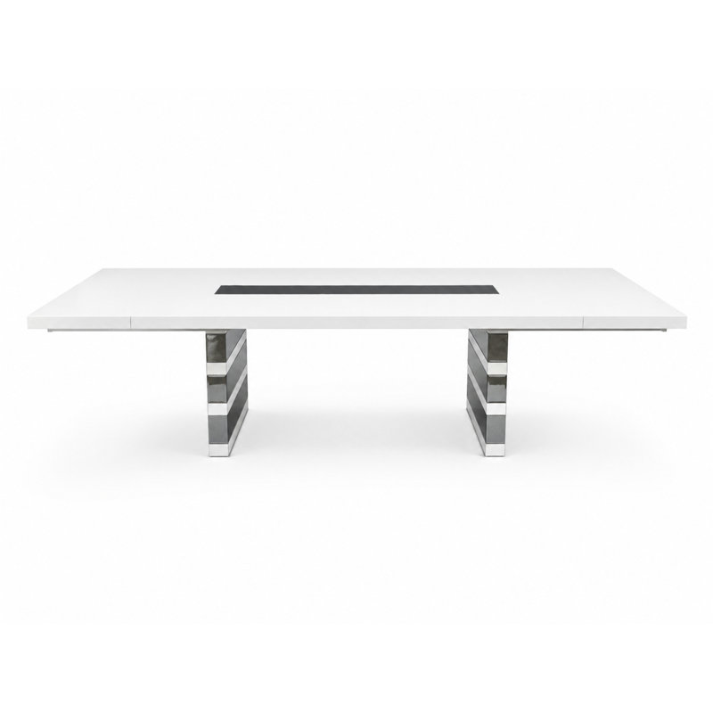 Mera White Lacquer Extendable Dining Table