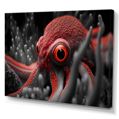 " Red Octopus On The Ocean Floor III "
