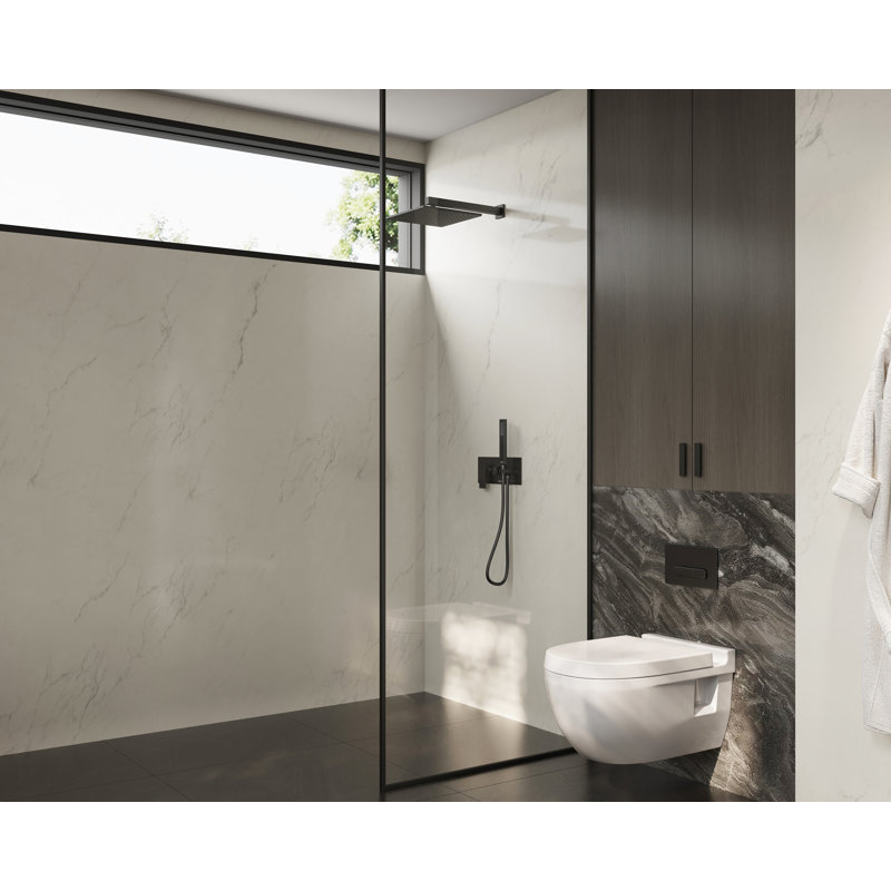 Crozet 2-Function Pressure Balance Shower System with 12-inch Solid Rain Shower Head and Hand Shower , Matte Black