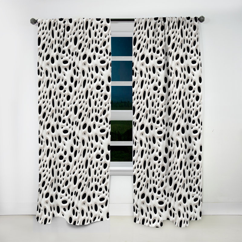 Rideaux obscurcissants géométriques blancs et noirs I - Snow, L 52 po x L 95 po