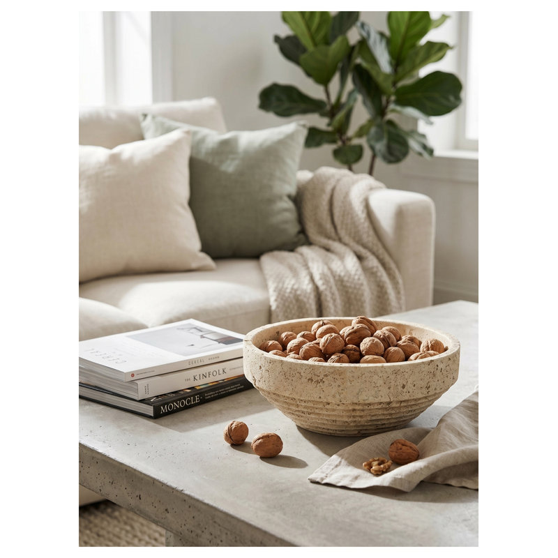 Bol décoratif côtelé 11 "en beige