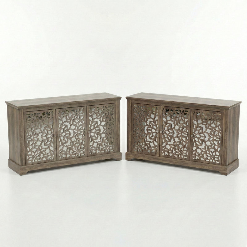 Eltingville Transitional Sideboard Set Of 2, Knotty Oak