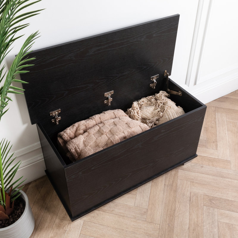 Solid + Manufactured Wood Blanket Chest, Black