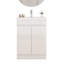 Ensemble de meuble-lavabo 24 po avec lavabo, meuble 2 portes, avec tablette, conception sans poignée, lavabo en céramique à bordure épaisse unique, charnière à système de fermeture en douceur, assemblage facile, blanc brillant