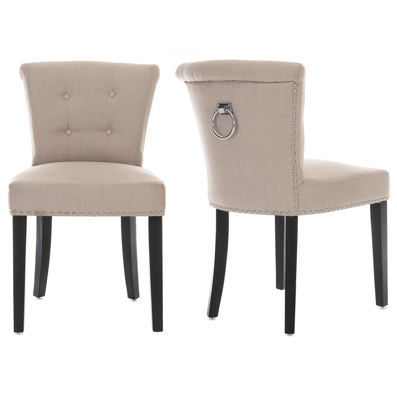 Dunlevy Upholstered Dining Chair, Grey, Black