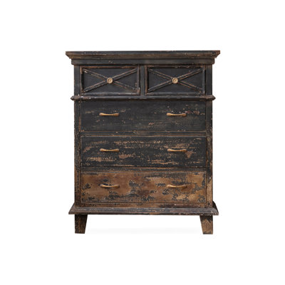 Commode 5 tiroirs rétro, style rustique