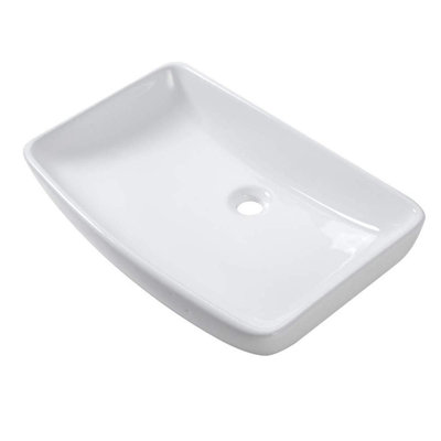 24" L x 15" W Bathroom Vessel Sink Rectangle White Ceramic Bathroom Sink Above Counter Sink