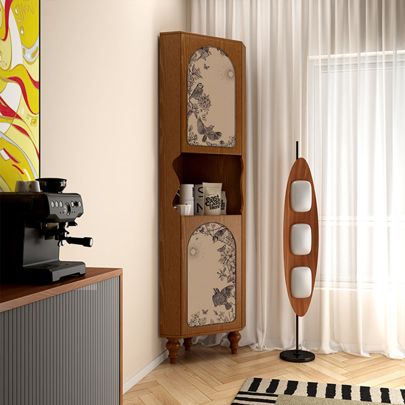 Armoire de rangement 70,87 "triangulaire en bois massif brun