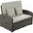 PE Wicker Rattan Double Chaise Lounge, 2-Person Reclining Daybed with Adjustable Back and Cushions-2087564641