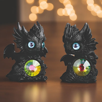 2-PC Set 4.5"H Dragon with Gem Figurine