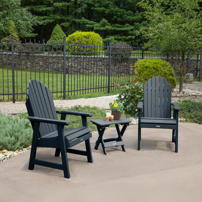 Chaise Adirondack en plastique avec table Anette, Bleu fédéral