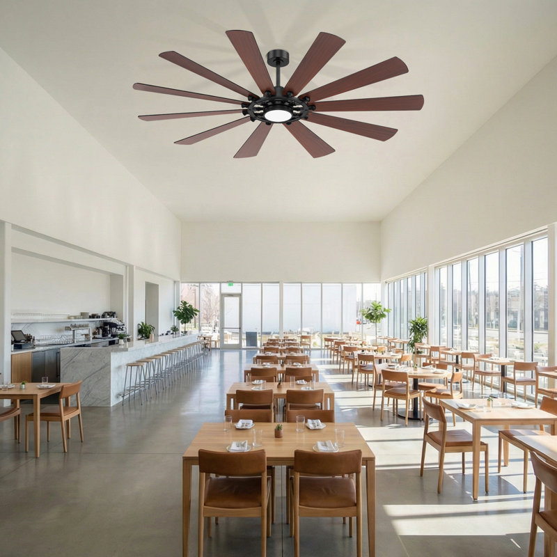 Ventilateur de plafond 62 "/ 72 avec lumière, moteur à courant continu réversible, DEL à 3 couleurs de couleur, télécommande