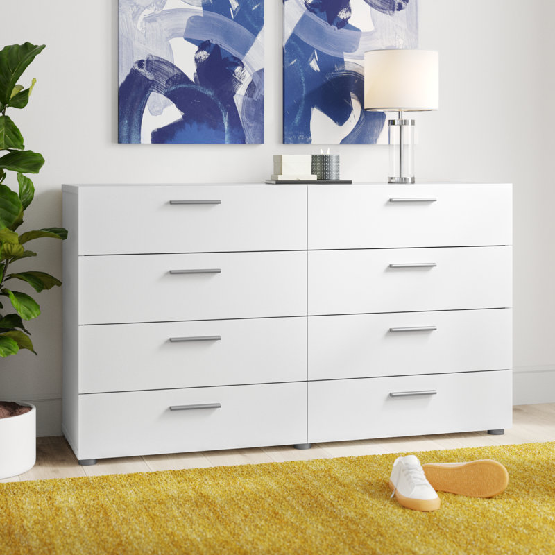 Gianna 8 Drawer 55.12" W Double Dresser, White