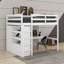 Lit mezzanine double avec bureau, garde-robe, tablettes et tiroirs-2029470359