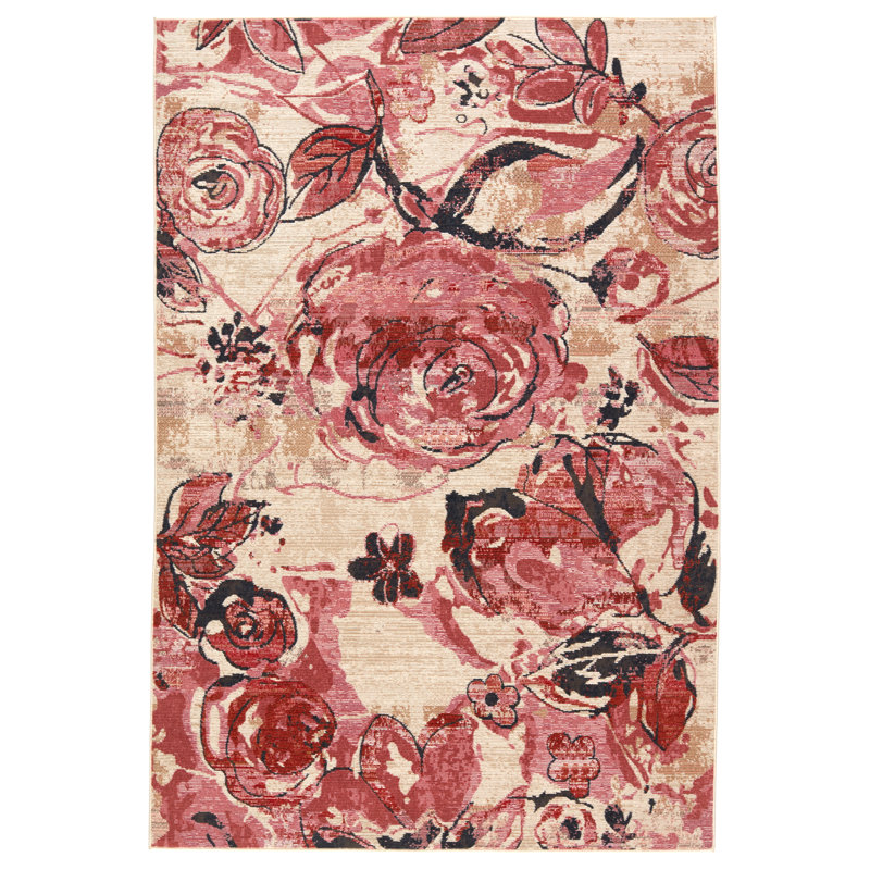 Tapis d'intérieur floral Forand Viscose, Rectangle 2 pi 6 po x 4 pi