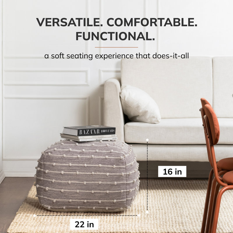 Basilio Upholstered Pouf, Gray