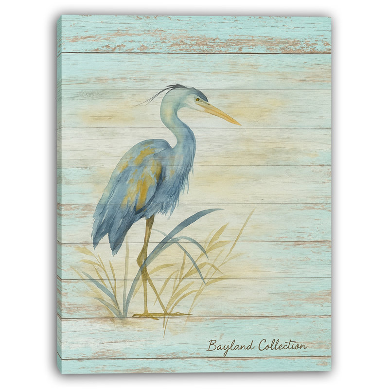 «Coastal Blue Heron», art mural sur toile, H 24 po x l 16 po