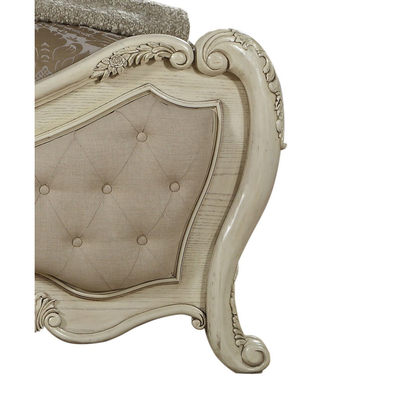 Anastazia Button Tufted Standard Bed, Antique White, King