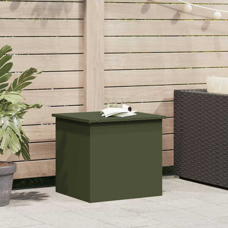 Outdoor Storage Box Steel Garden Solution Terrace Organizer Urban Style, Olive green, 50cm H x 55cm W x 50.5cm D, 117L