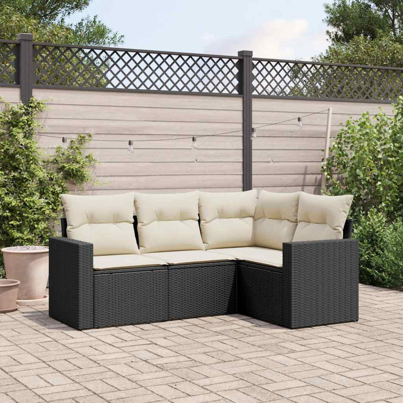 Ensemble de canapé de jardin Vidaxl noir, blanc crème