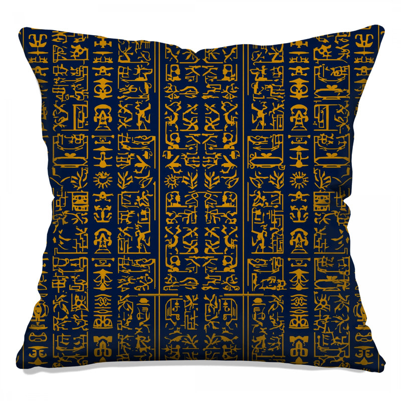 Coussins décoratifs égyptiens à motif de hiéroglyphes égyptiens, 18 x 18 inches