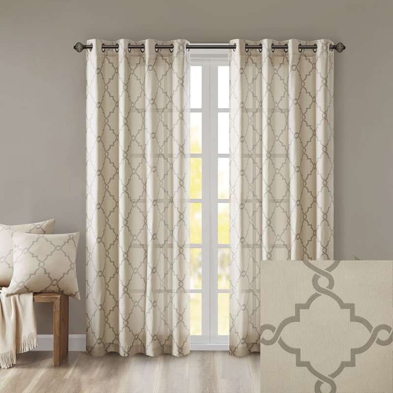 Panneau de rideau à œillets Frwork, L 50 po x L 63 po, Beige/gris