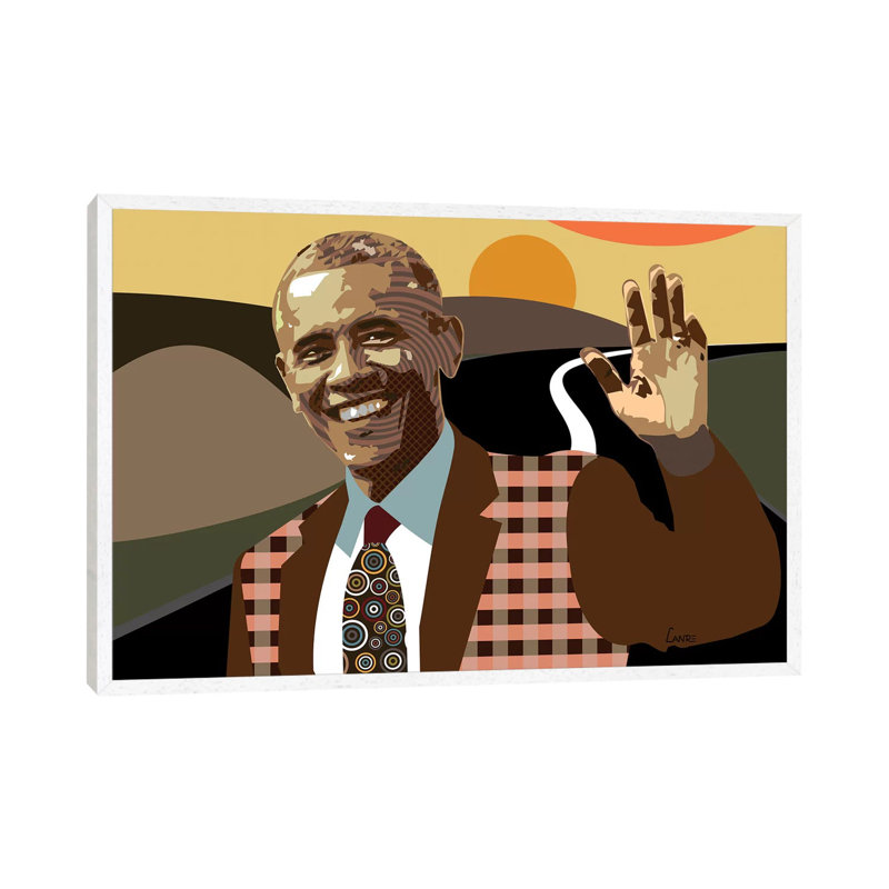 Barack Obama - Print on Canvas, White Framed, 152.5 cm H x 101.5 cm W