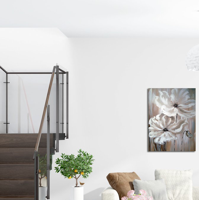 « white fleur i », reproduction de peinture à l’huile sur toile tendue