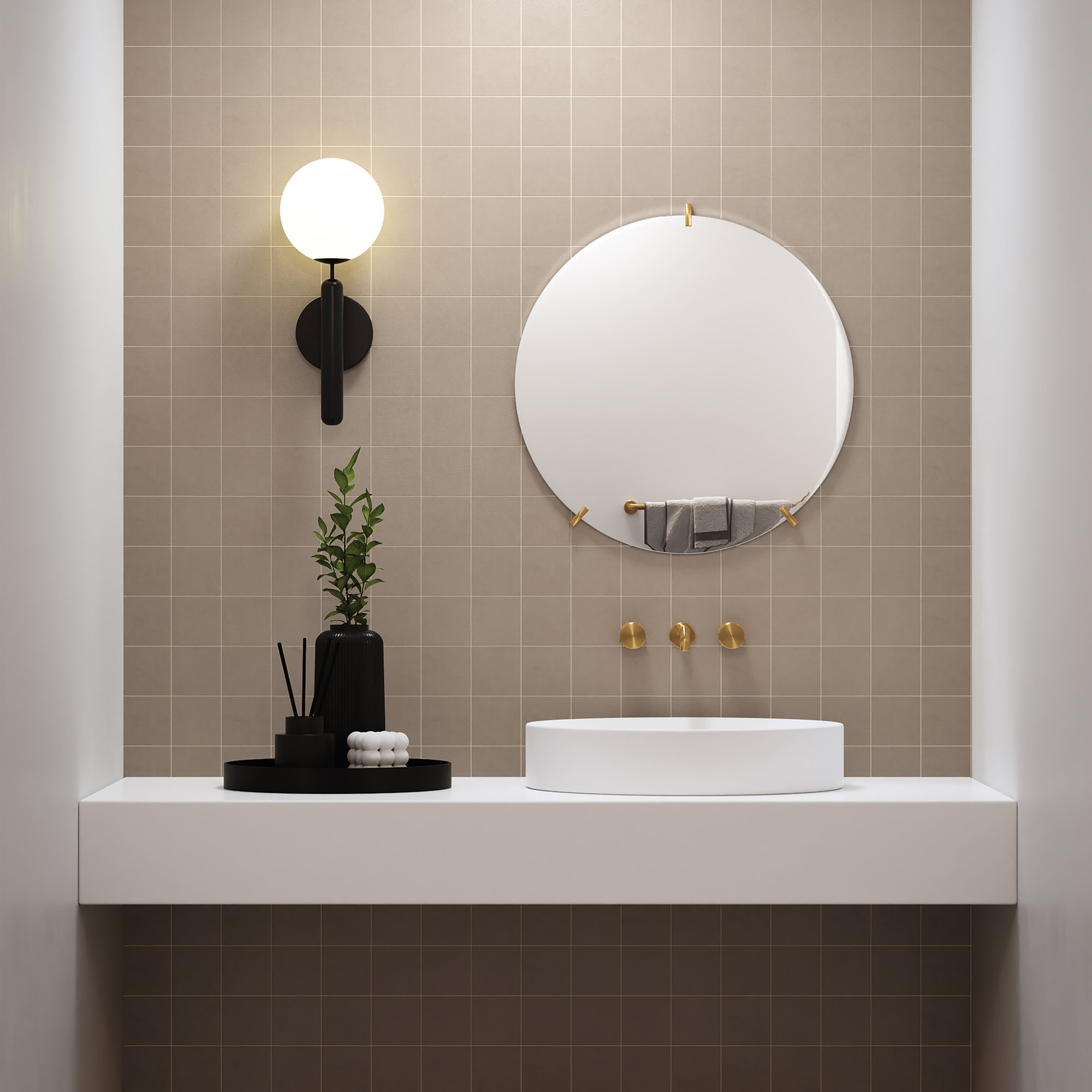 Sahara 4" x 4" Porcelain Wall & Floor Tile, Taupe