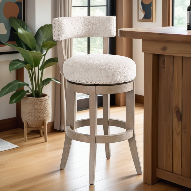 Tabouret de bar pivotant Granby, Tabouret de bar (siège d'une hauteur de 30 po), Bois délavé, 1