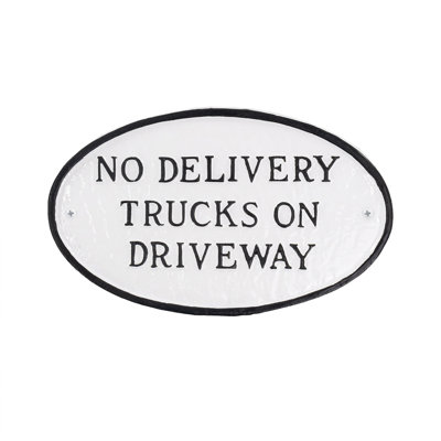 Petite plaque ovale sans livraison de camions sur l'allée - blanc / noir