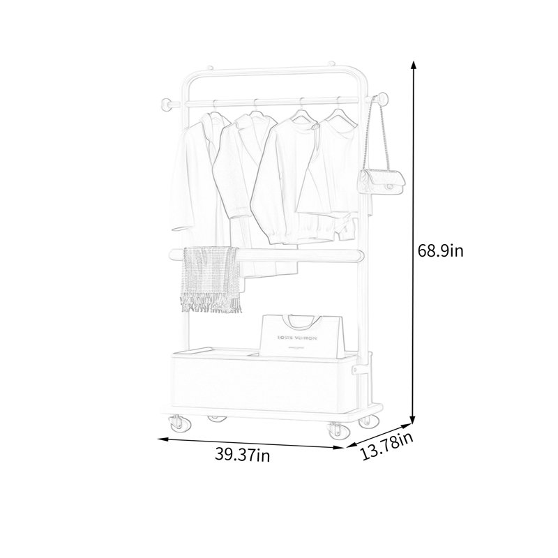 Entryway Coat Rack Storage Organizer, Cream