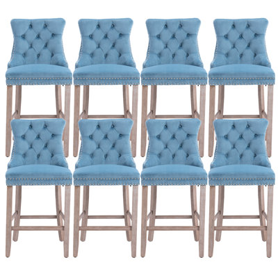 Contemporary Counter Height Velvet Bar Stools (Set of 8)