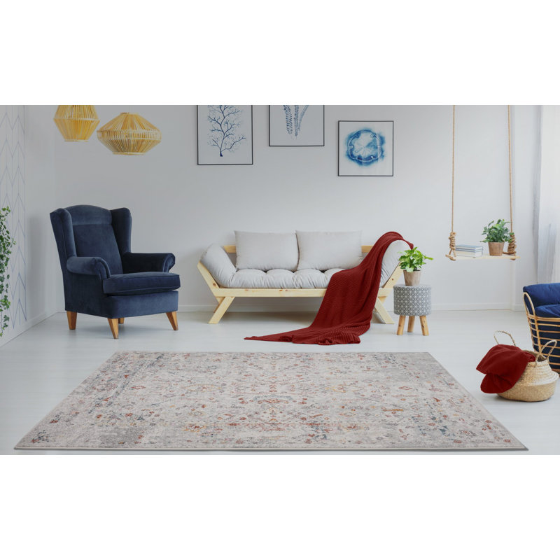 Tapis oriental gris Leon, Rectangle 2 pi 7 po x 4 pi 11 po