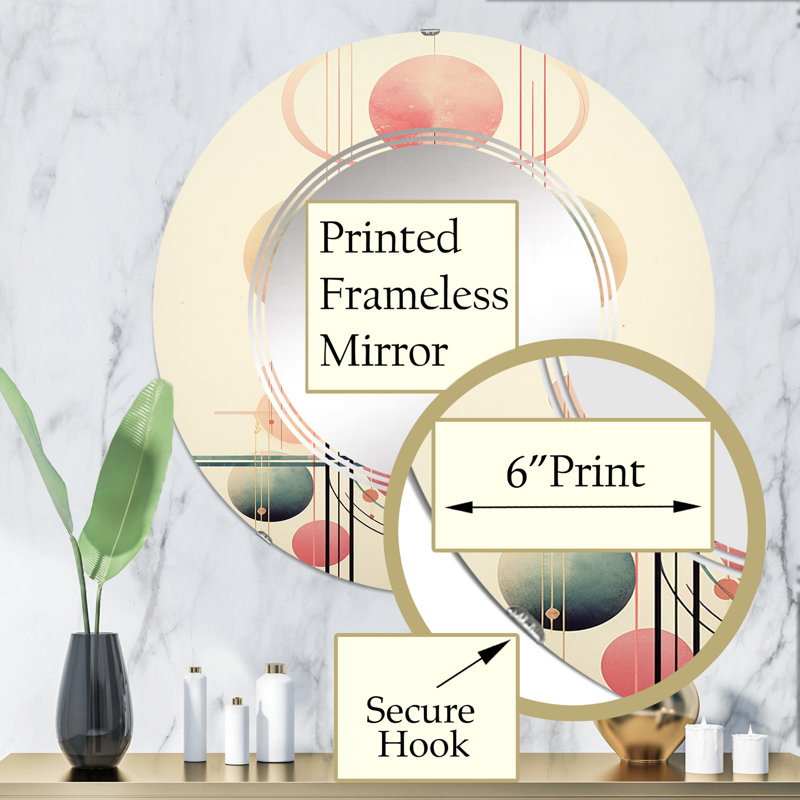Draad - Miroir mural moderne rond, 32 po x 32 po