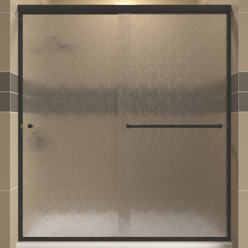 Porte de douche sans cadre Leser l 56 "x H 70,38" Leser, Left Opening, Verre de pluie, Bronze huilé anodisé
