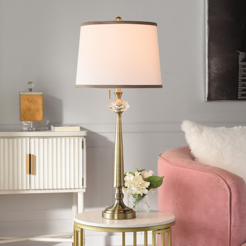 Lampe de table Alcester Steel - or Hayla - abat-jour blanc
