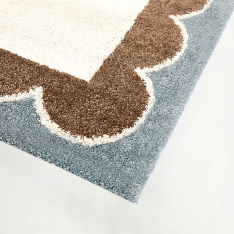 Caldeira Beige/Rust/Blue Scalloped Border Area Rug, Rectangle 7'10" x 10'