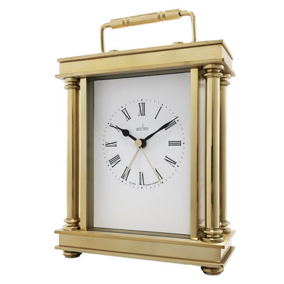 Acctim Marlow Mantel Clock Quartz Metal & Glass Carriage Clock Energy Efficient Movement Gold
