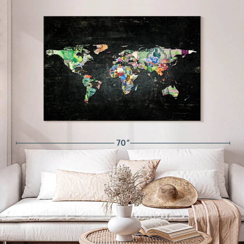 Aliaz Trendy World Map I, 8" H x 12" W