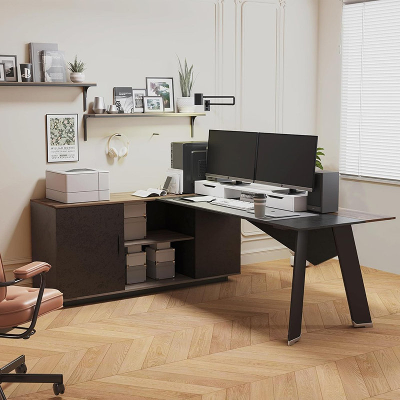 Bureau de direction 63 pouces et classeur latéral 47 po, bureau en L