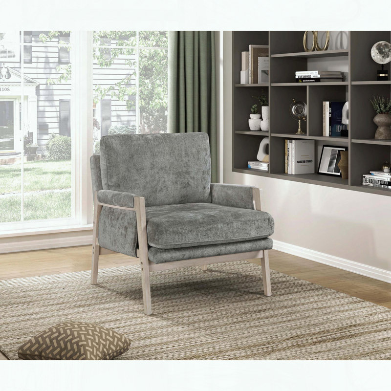 Chaise d'appoint Modern Home, tissu chenille et ressorts ensachés, Gris