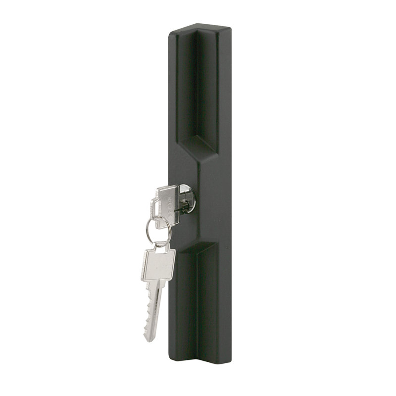 Poignée de porte de patio noire avec clé Prime-Line moulée sous pression (paquet simple)