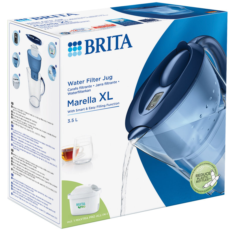 Brita 3.5L Marella Water Filter Jug with 1 Cartridge Blue, White
