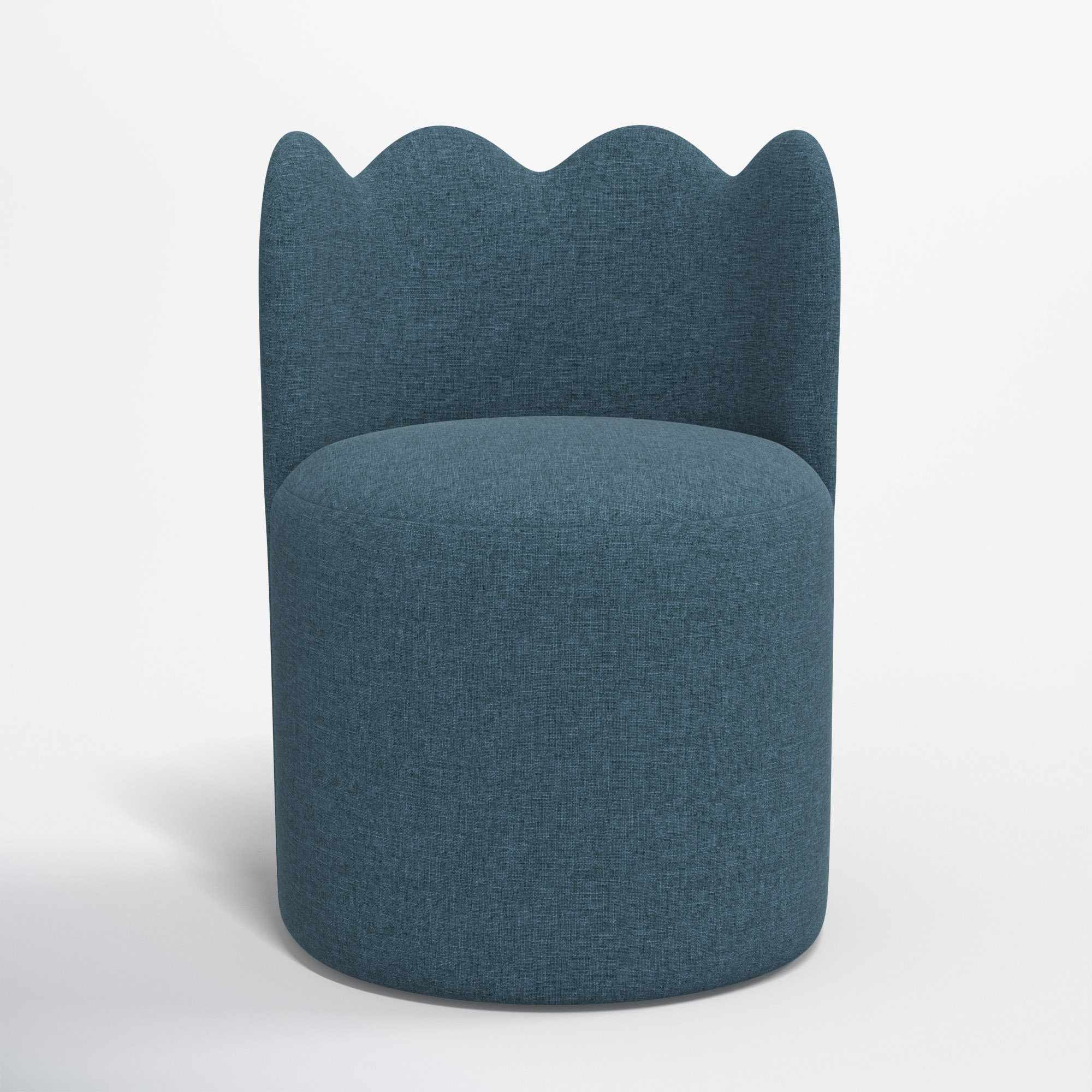 Dahlia Wavy Back Dining Chair, Zuma Navy Textured Linen
