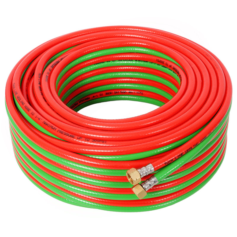 Oxygen Acetylene Hose With 9/16"-18 B Fittings Welding Cutting Torch Twin Hose, 1/4-Inch × 50 Feet,Twin-Line Torch Hose For Acetylene Cutting & Welding