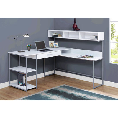 Bureau d'ordinateur, bureau personnel, coin, tiroirs de rangement, forme en L, travail, ordinateur portable, métal, contemporain, moderne