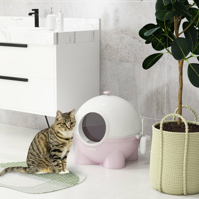 Grand bac à litière à capuchon pour chat, couvercle, pédale de sable qui fuit, odeur, rose, 20 po x 21,11 po 19 po, inclus grand rose, l 19 po