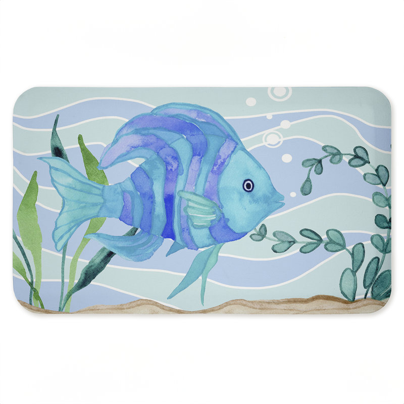 Tapis de sol anti-fatigue Fun Blue Fish, Poisson bleu amusant sous l'eau